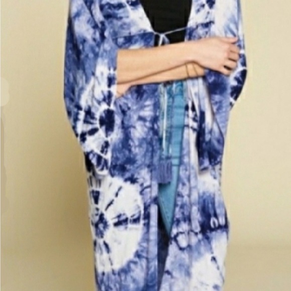 Boho Tie Dye Kimono Cover Up - Picture 2 of 4